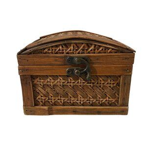 Vintage Woven Wicker Basket Small Storage Trinket Box